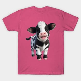 Cute Black And White Chibi Calf T-Shirt